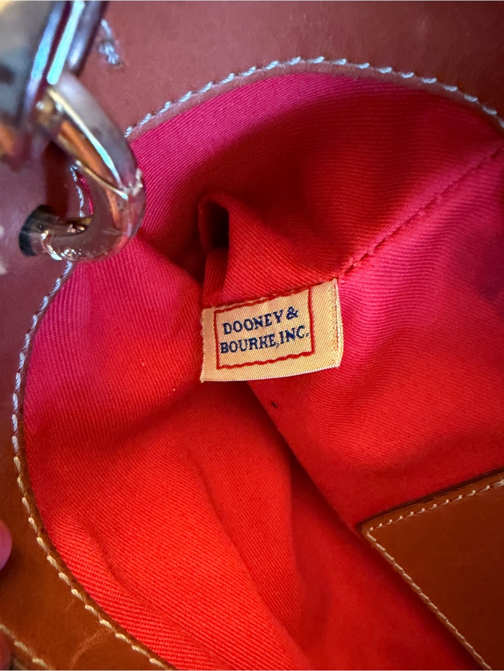 Dooney & Bourke Tan Leather Satchel with Brass Hardware - Picture 7 of 8
